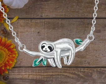 Sloth Necklace Sterling Silver Love Cute Sloth Animal Necklace For Women Girls