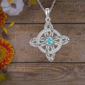 Witches Knot Necklace 925 Sterling Silver Celtic Knot Pendant Necklace For Women