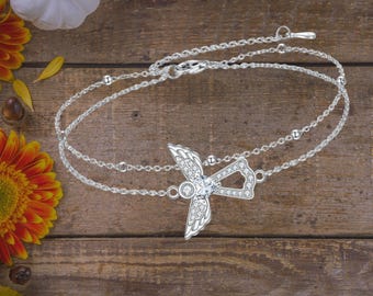 Pulsera de ángel de plata de ley 925 con circonitas cúbicas para mujer