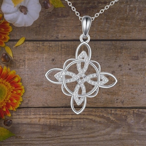 Witches Knot Necklace Irish Celtic Knot Pendant Necklace 925 Sterling Silver Triquetra Wicca Jewelry