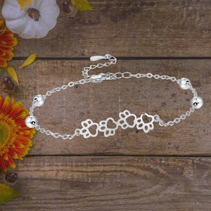 Paw Bracelet For Women Cute Sterling Silver Pet Paw Animal Bracelet For Women Girls