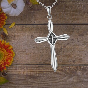 Christian Cross Necklace 925 Sterling Silver Cross Necklace for Women