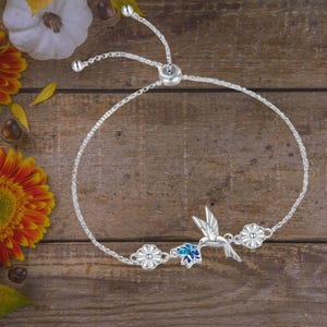 Hummingbird Bracelet For Women Cute Sterling Silver Bird Flower Bracelet For Women Girls