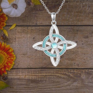 Witches Knot Necklace 925 Sterling Silver Moonstone Celtic Knot Pendant Necklace For Women
