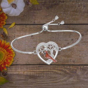 Cardinal Bracelet For Women Cute Sterling Silver Red Cardinal Bird Bracelet For Women Girls