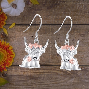 Highland Cow Earrings 925 Sterling Silver Cute Highland Cow Earrings For Women