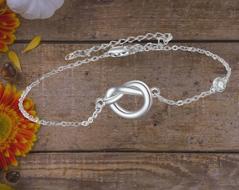 Pulsera Love Knot Infinity de plata de ley 925 con circonitas cúbicas para mujer