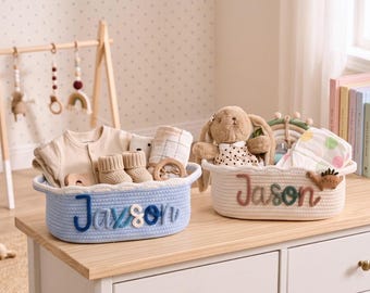 Personalisierter Namenskorb • Geschenk zur Babyparty • Spielzeugaufbewahrung