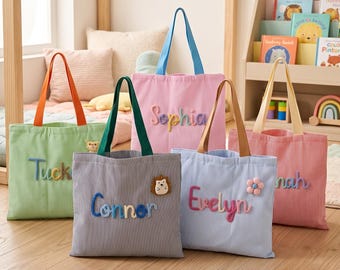 Personalisierte Tragetasche • Tragetasche mit individuellem Namen • Geschenk zum Schulanfang • Weihnachtsgeschenk für Kinder