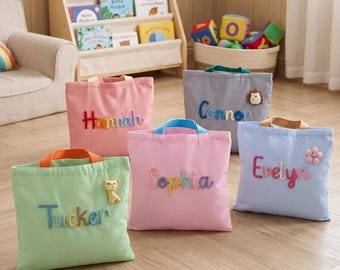 Personalisierte Tragetasche • Tragetasche mit individuellem Namen • Geschenk zum Schulanfang • Weihnachtsgeschenk für Kinder