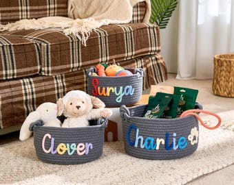 Custom Dog Toy Basket • Pet Gift • Pet Organizer • Handmade I-cord Craft