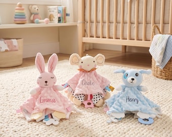 Personalisiertes Baby Lovey • Gestickter Name Lovey • Babypartygeschenk