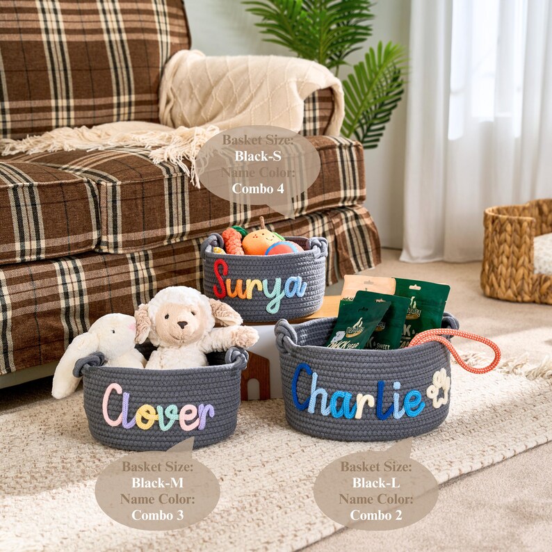 Personalisierter Spielzeugkorb für Hunde • Haustier Geschenk • Haustier Organizer • Handgemachtes I-cord Craft Bild 2