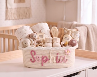 Personalisierter Namenskorb • Geschenk zur Babyparty • Spielzeugaufbewahrung