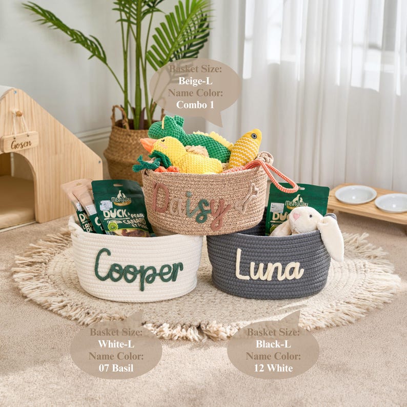 Personalisierter Spielzeugkorb für Hunde • Haustier Geschenk • Haustier Organizer • Handgemachtes I-cord Craft Bild 7