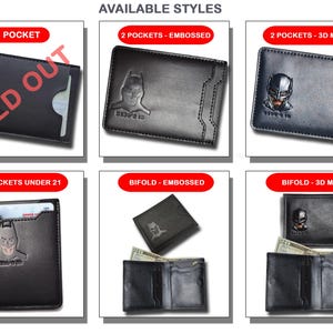 Bat ID Wallet - Personalized Leather Wallet for Men Unique Gift for Him Anniversary Birthday Valentine's Day for Husband Boyfriend Father image 2