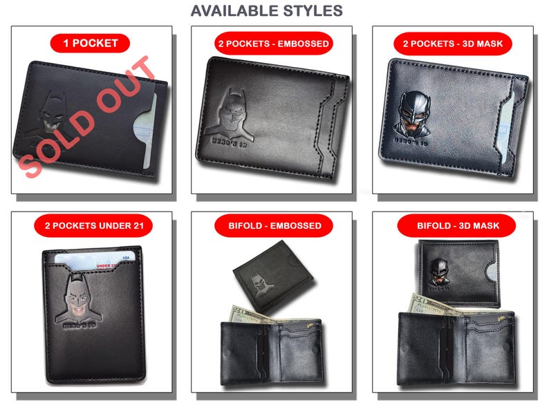 Bat ID Wallet - Personalized Leather Wallet for Men Unique Gift for Him Anniversary Birthday Valentine's Day for Husband Boyfriend Father image 2