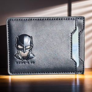 Portefeuille personnalisé avec masque de super-héros 3D pour lui, cadeau de Saint-Valentin pour papa, petit ami, mari, anniversaire, anniversaire
