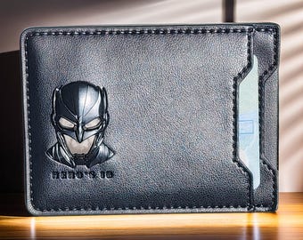 Personalized Wallet With 3D Superhero Mask for him valentine&#39;s day gift for dad boyfriend husband anniversary birthday