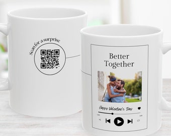 Custom photo mug gifted - Personalized QR Code Mug for Him - Unique Music & Video Sharing
