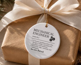 Mechanical Engineering Ornament, Personalized Christmas Gift for Engineers, Unique Graduation Keepsake