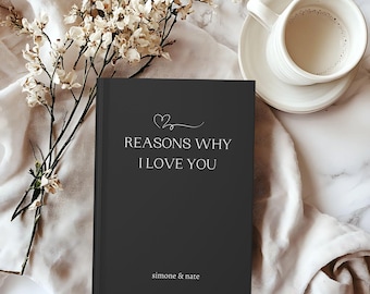 Diario con razones por las que te amo, regalo personalizado para él, recuerdo romántico, obsequio de aniversario considerado