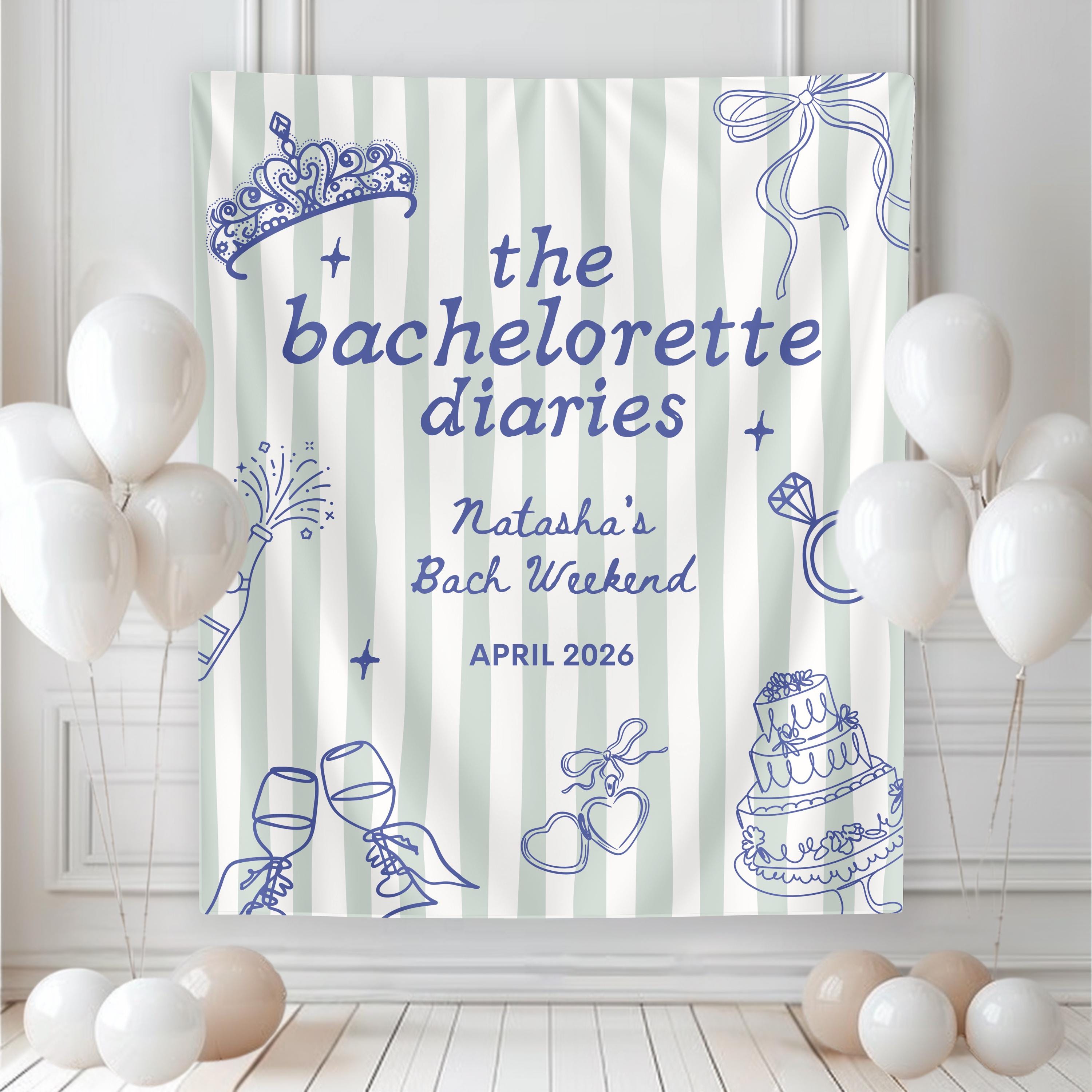 Bachelorette Diaries Banner, Custom Princess Party Decor, Bridal Shower ...