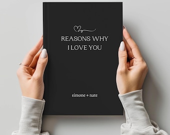 Reasons I Love You Journal Personalized Gift for Him Romantic Keepsake Thoughtful Anniversary Present