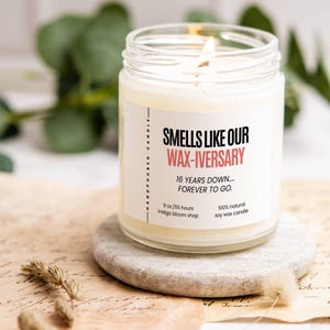 16th Anniversary Gift, Custom Wax Candle for 16th Wedding Anniversary, Perfect Gift for Him or Her