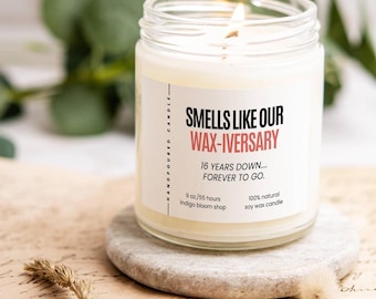 16th Anniversary Gift, Custom Wax Candle for 16th Wedding Anniversary, Perfect Gift for Him or Her