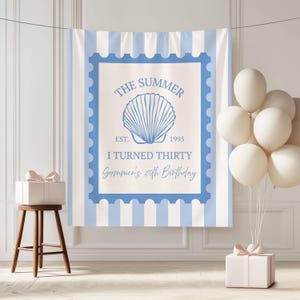 The Summer I Turned Birthday Banner, Personalized Any Age Backdrop, Summer Party Decorations, Beachy Birthday Sign