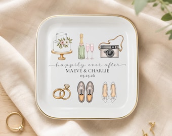 Personalized Wedding Gift, Personalized Ring Dish, Custom Trinket Tray for Bride, Couple Jewelry Holder