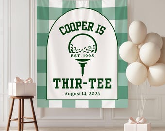 Banner de golf para 30 cumpleaños, decoración de golf personalizada, suministros para fiesta de 30 años, decoraciones de cumpleaños de golf, fondo de cumpleaños para él