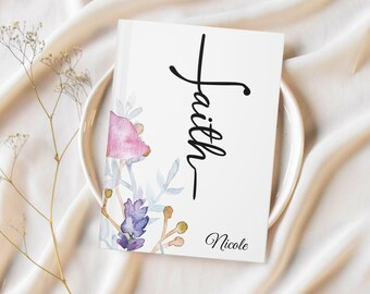 Custom Faith Journal with Cross Personalized Prayer Notebook for Women Faith Gifts Floral Design Unique Religious Gift