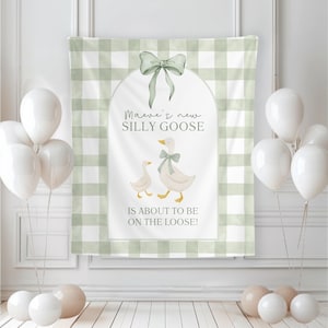Silly Goose Baby Shower Backdrop, Adorable Goose Party Decor, Little Goose Theme, Vintage Goose, Fun Celebration Photo Props Sage