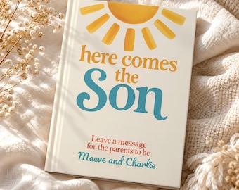 Here Comes the Son Baby Shower Guest Book, Personalized Advice Notebook for New Parents, Keepsake Memories