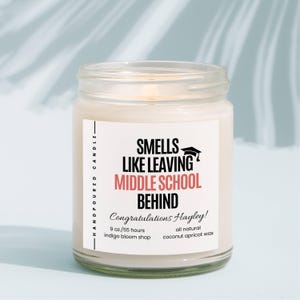 8th Grade Graduation Gift, Personalized Keepsake for Middle School Grad, Gift for Graduates, Candle for Graduation Party Celebrations