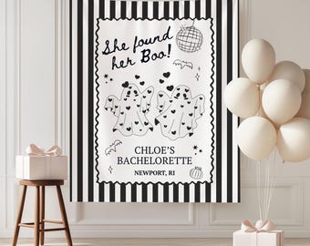 She Found Her Boo Bachelorette Banner, Spooky Bach Decor, Ghost Theme, Gothic Bride, Custom Bridal Shower Sign, Fun Party Supplies