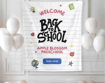Welcome Back to School Backdrop, Personalized Teacher Banner, Classroom Decoration, School Party Backdrop, First Day of School Decor