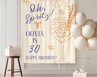 Verjaardagsbanner Aperol Spritz, uniek feestdecor, Italiaans themabord, 21e en 30e verjaardag vieren