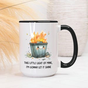 Taza divertida con diseño de basurero en llamas, regalo perfecto para amigos, humor de oficina, taza de café