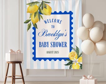 Amalfi Küste Baby Shower Banner, Mediterranes Thema Dekor, Italienische Zitrone Decor, Citrus Themed Foto Hintergrund