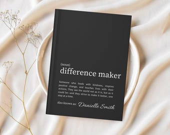 Diario personalizado para marcar la diferencia, regalo de cumpleaños para compañeros de trabajo, regalo de agradecimiento para mentores, regalo para líderes.