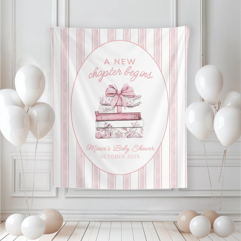 New Chapter Baby Shower Backdrop, Custom Storybook Welcome Sign, Personalized Banner, Book Themed Shower, Storybook Shower, Once Upon a Time 68" × 80"