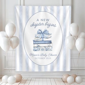 New Chapter Baby Shower Backdrop, Custom Storybook Welcome Sign, Personalized Banner, Book Themed Shower, Storybook Shower, Once Upon a Time 88" × 104"