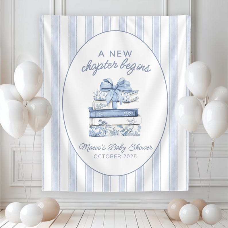 New Chapter Baby Shower Backdrop, Custom Storybook Welcome Sign, Personalized Banner, Book Themed Shower, Storybook Shower, Once Upon a Time 88" × 104"