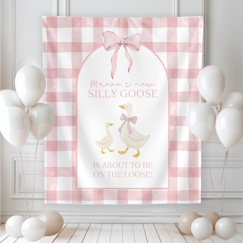 Silly Goose Baby Shower Backdrop, Adorable Goose Party Decor, Little Goose Theme, Vintage Goose, Fun Celebration Photo Props image 5