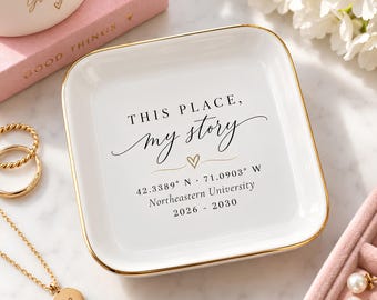 Personalized University Ring Dish, College Jewelry Tray, Graduation Trinket Tray, Grad Gift