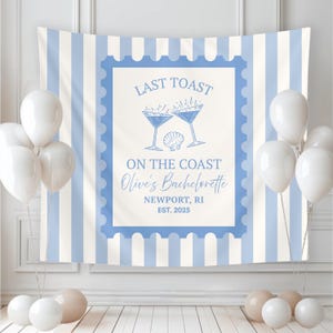 Last Toast on the Coast Custom Banner, Beach Bachelorette Party Decor, Coastal Tapestry, Personalized Photo Backdrop