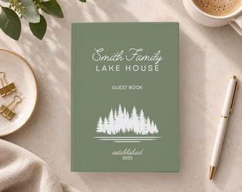 Personalized Lake House Guest Book Custom Journal for Cabin Unique Vacation Home Decor Gift for Him